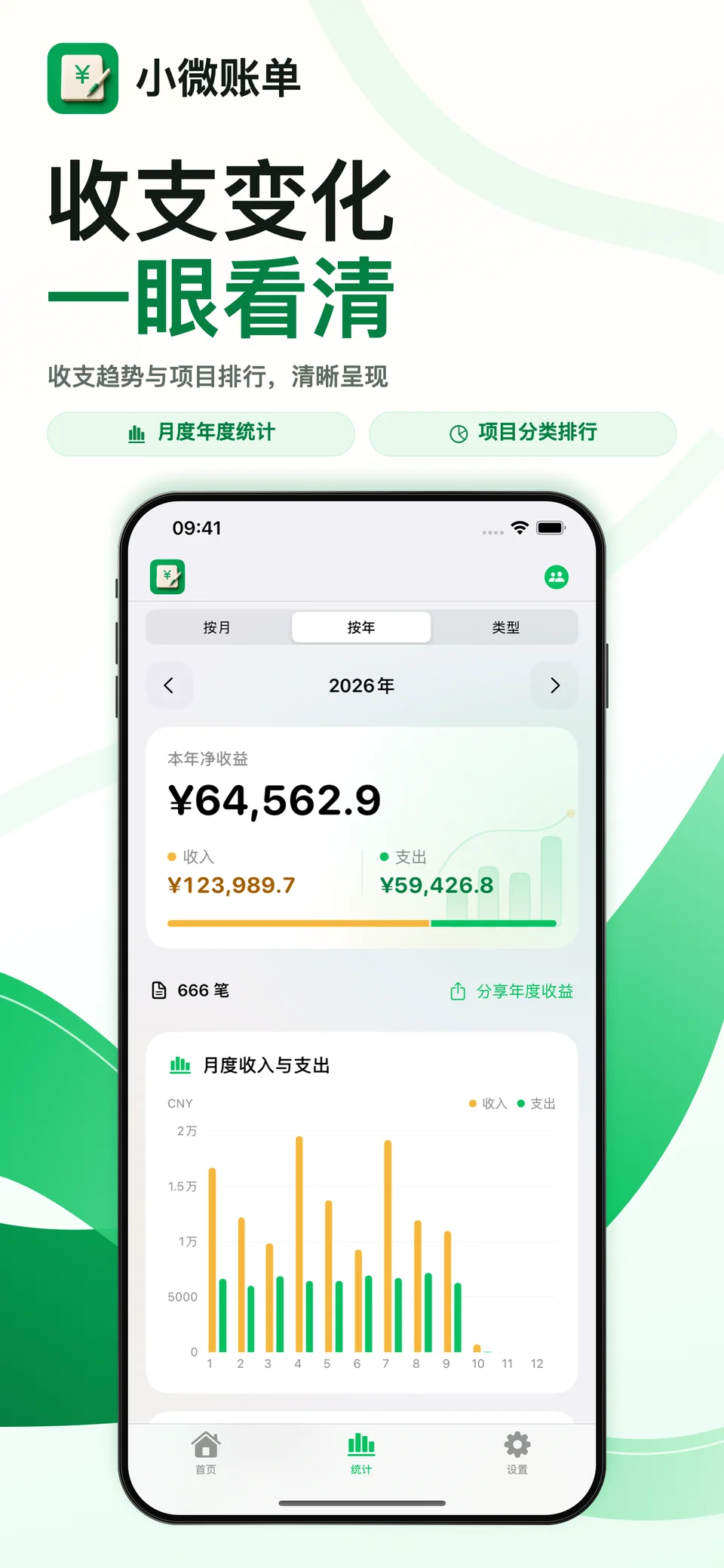 小微账单 iPhone：收支统计