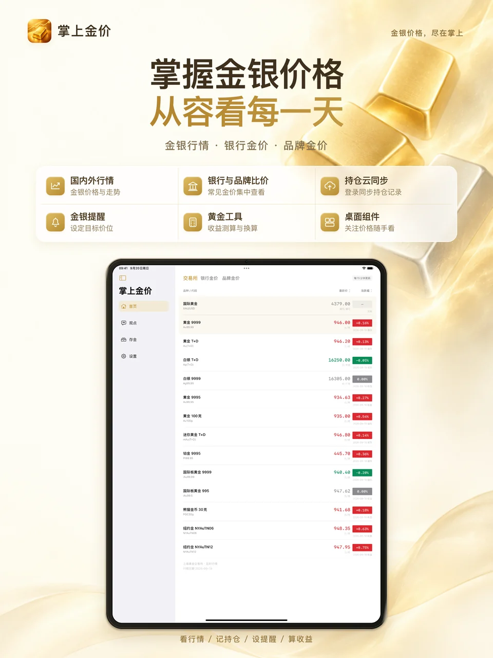 掌上金价 iPad：金银行情总览