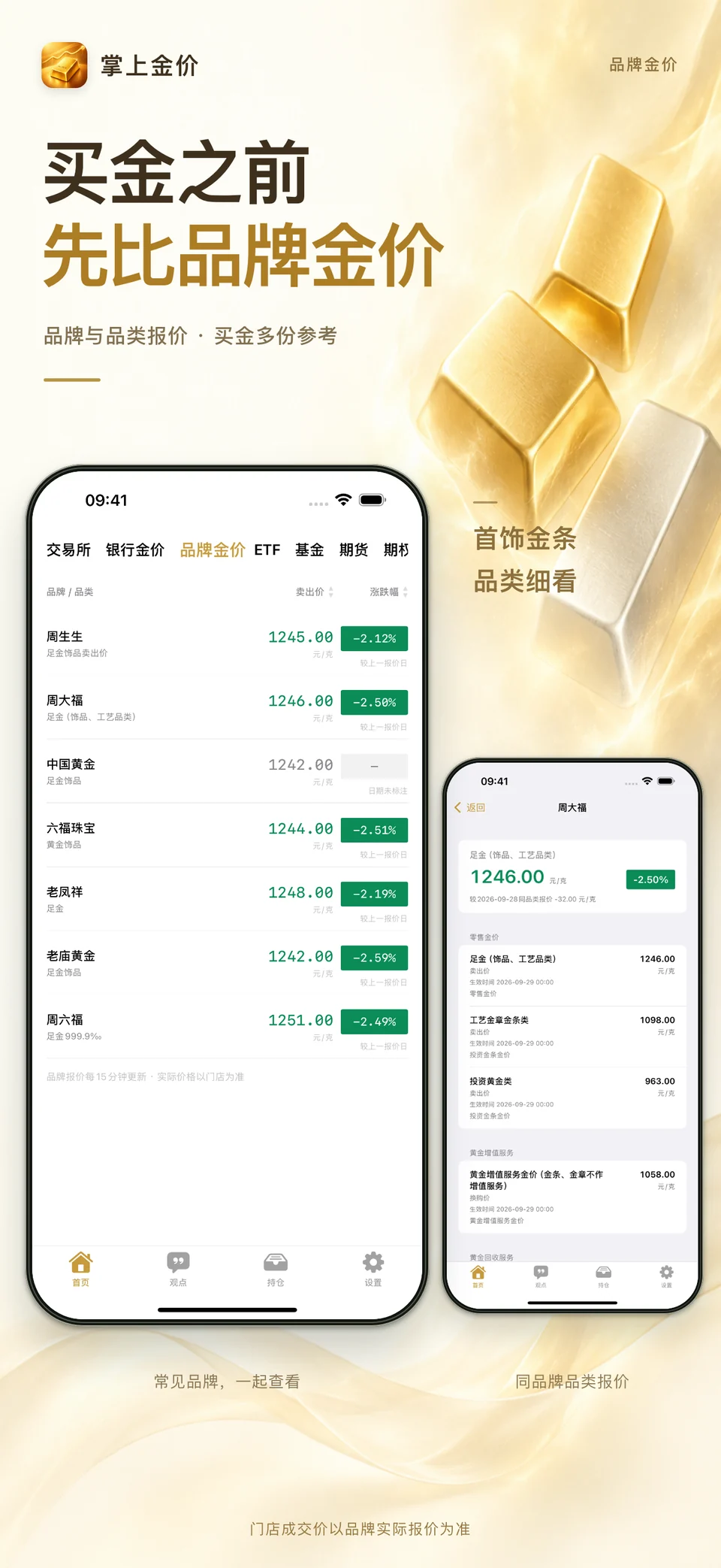 掌上金价 iPhone：品牌金店报价
