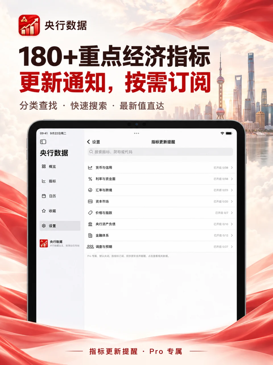 央行数据 iPad：指标更新提醒